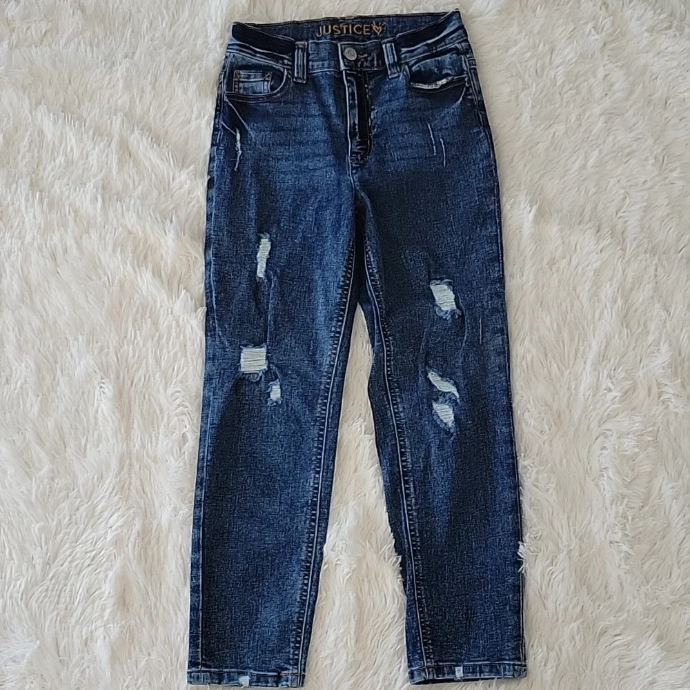 Justice Jeans Bundle 3 Pairs Size 12 Slim Mini Mom Dark, Flippy Sequins, Purple